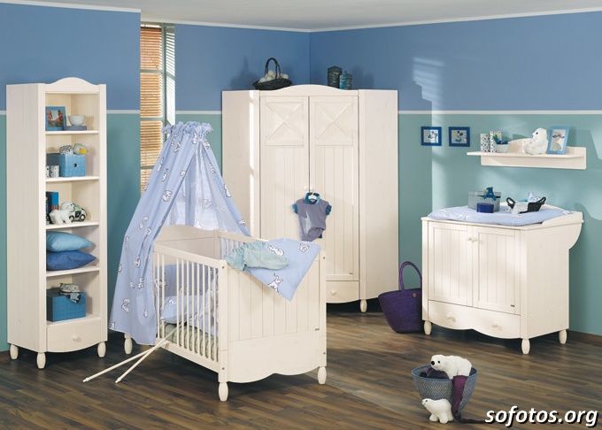 quarto azul de bebê masculino