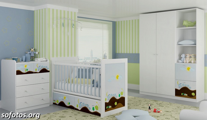 Quarto de bebe azul e verde Kappesberg
