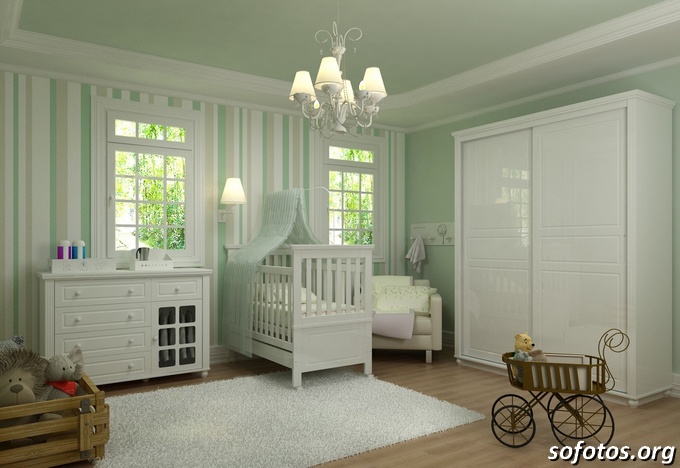 Quarto de bebê verde grande