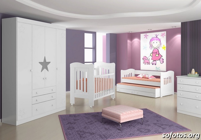 quartos de bebês lilas e branco