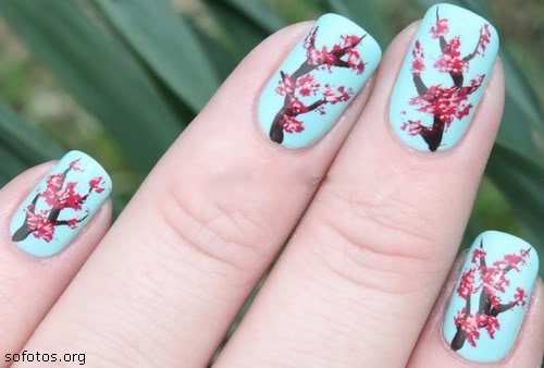 unhas decoradas azul