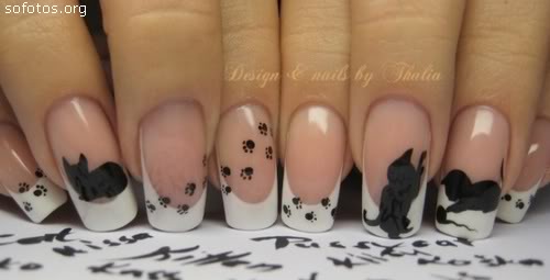 unhas decoradas com gatinhos