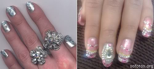 Unhas decoradas de prata
