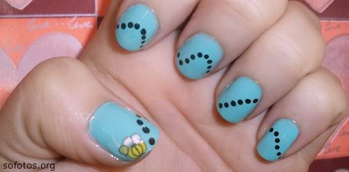 Unhas decoradas esmalte azul