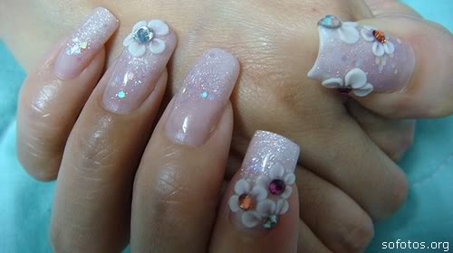 unhas decoradas flor