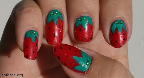 Unhas decoradas melancia