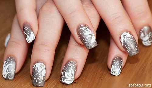Unhas decoradas prata