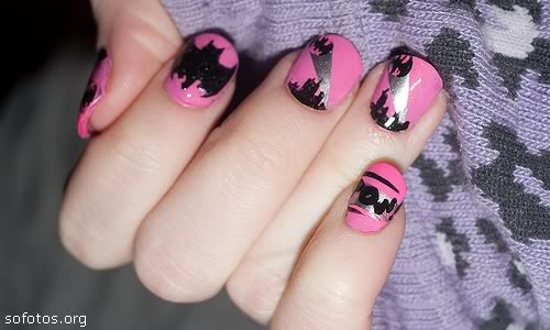 unhas decoradas rosa
