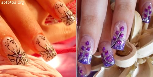 unhas gel decoradas