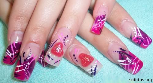 Unhas postiças grandes decoradas